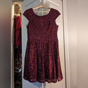 Burgundy Sequin Party Dress